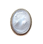 IMPERIAL GLASS BLUE SMOKE  LADY CAMEO RING