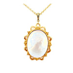 IMPERIAL GLASS OPAL LADY CAMEO NECKLACE