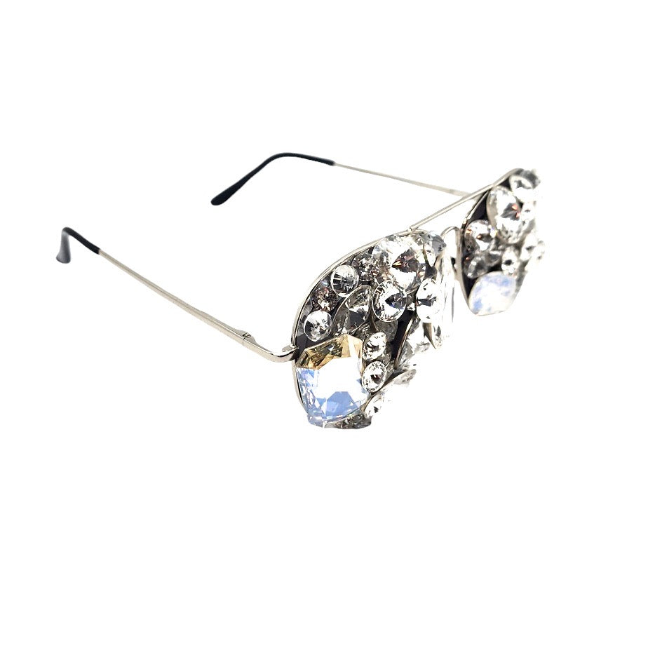 SCANDALOUS RHINESTONE HUSH HUSH AVIATOR SUNGLASSES