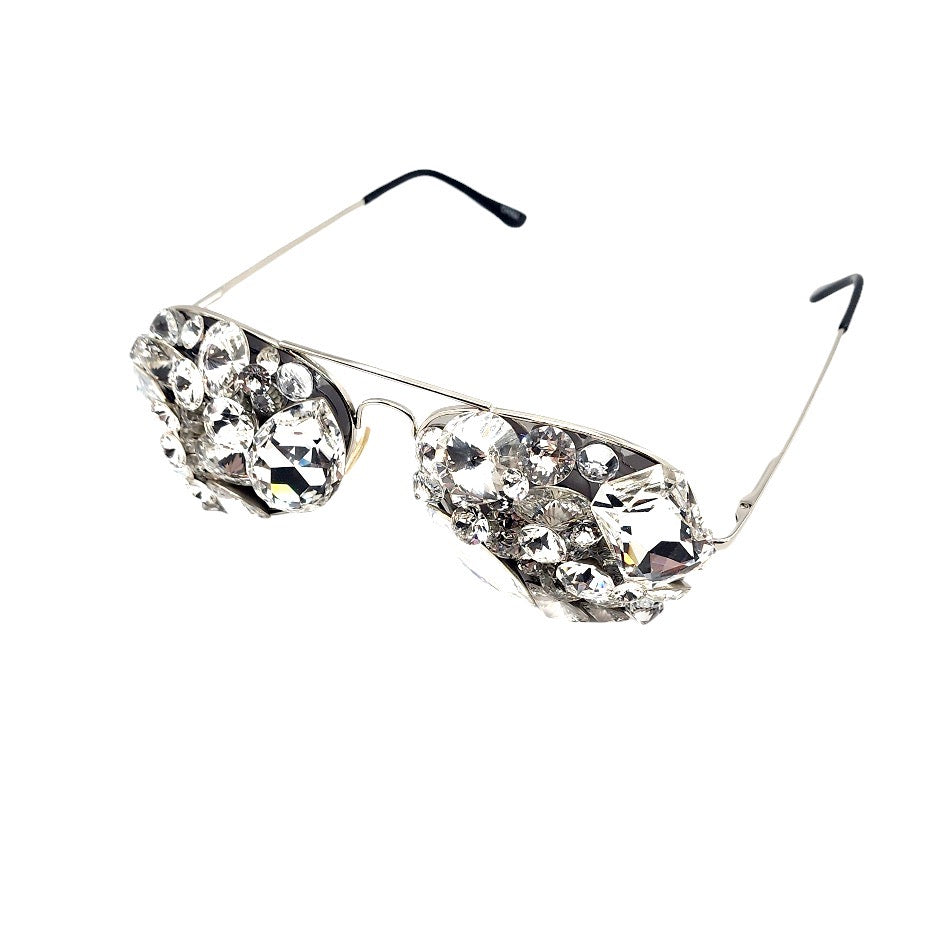 SCANDALOUS RHINESTONE HUSH HUSH AVIATOR SUNGLASSES