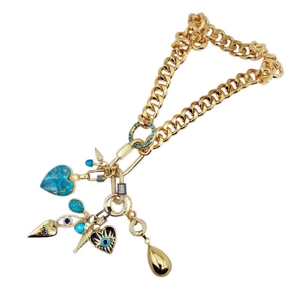 CUBAN HEELED KILLER COPPER TURQUOISE EVIL EYE🐟🧿💧