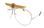 CHEVY METAL CADILLAC WINGS CLEAR AVIATOR GLASSES