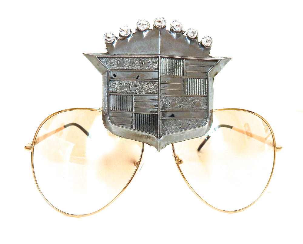 CHEVY METAL CADILLAC XL CREST CLEAR AVIATOR GLASSES