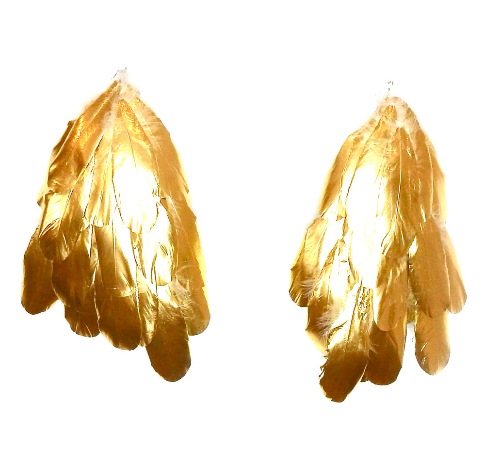 FEATHER GILDED DROP EARRING