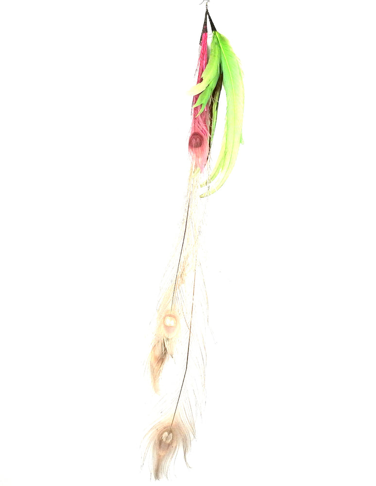 FEATHER LIME PINK EARRING