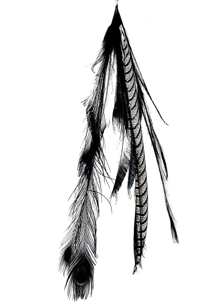 FEATHER BLACK TIGER EARRING