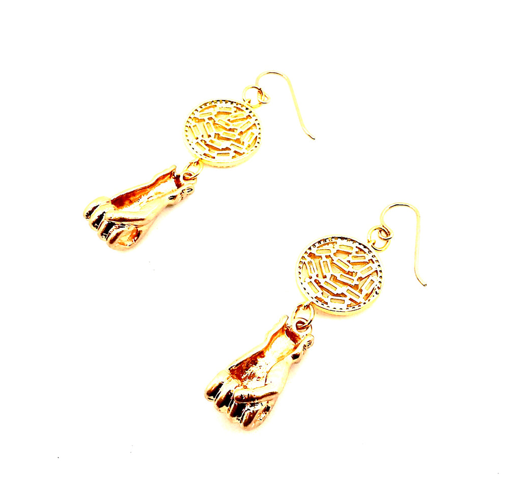 FISTS OF FURY GOLD COIN EARRINGS
