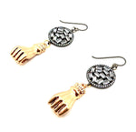 FISTS OF FURY BLACK & GOLD COIN EARRINGS