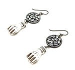 FISTS OF FURY BLACK & SILVER COIN EARRINGS