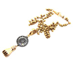 FISTS OF FURY BLACK & GOLD SUNFLOWER NECKLACE