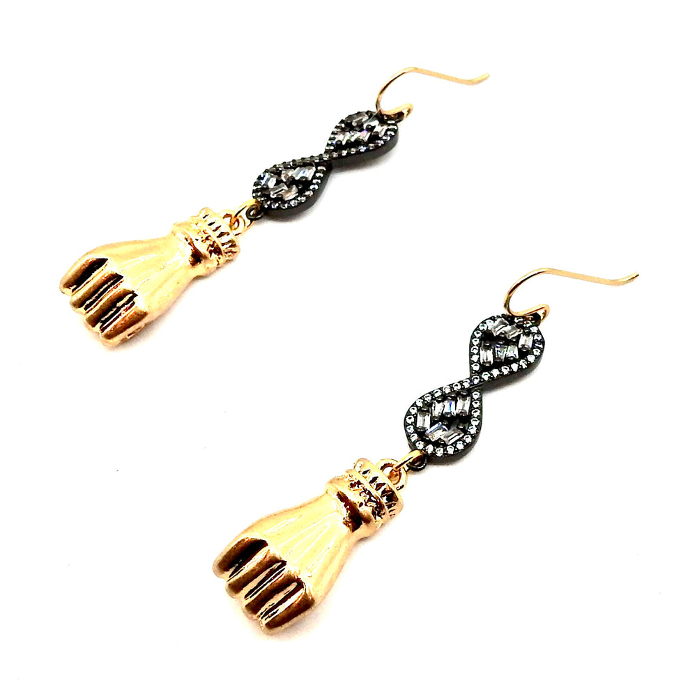 FISTS OF FURY BLACK & GOLD INFINITY EARRINGS