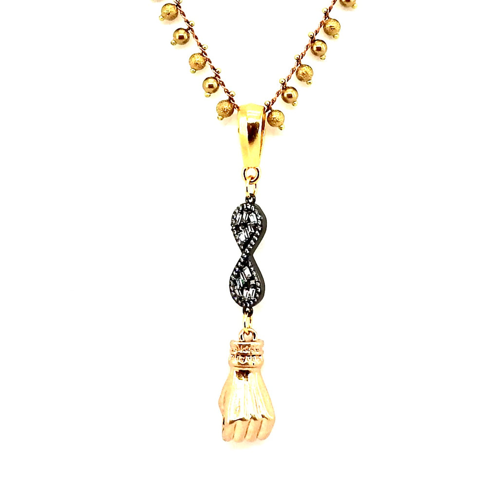 FISTS OF FURY BLACK & GOLD INFINITY NECKLACE