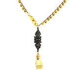FISTS OF FURY BLACK & GOLD FILAGREE NECKLACE
