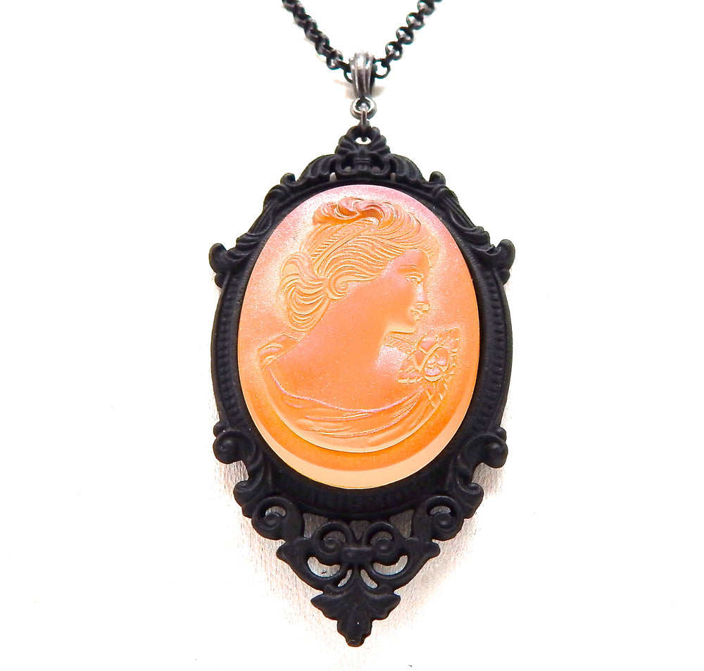 IMPERIAL GLASS FIREBIRD LADY CAMEO NECKLACE