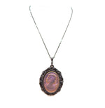 IMPERIAL GLASS SPANISH LAVENDER LADY CAMEO NECKLACE