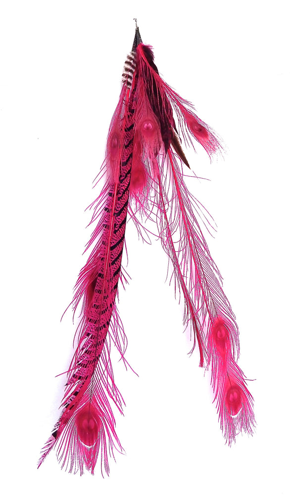 FEATHER HOT PINK EARRING