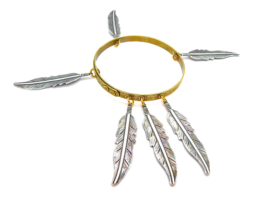 THUNDERBIRD LADYHAWKE LARGE FEATHER BANGLE (GOLD)