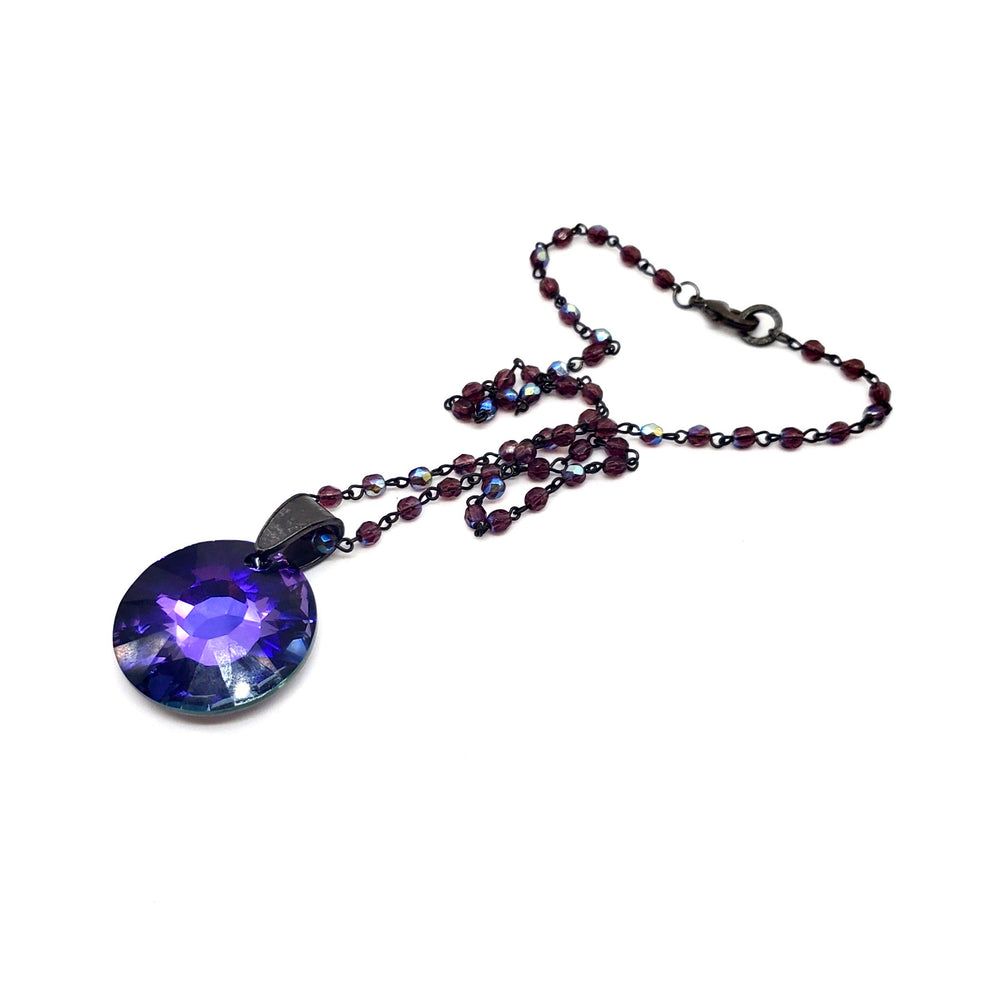 RARE FIND PIXIE ROUND AMETHYST OPAL CHAIN NECKLACE