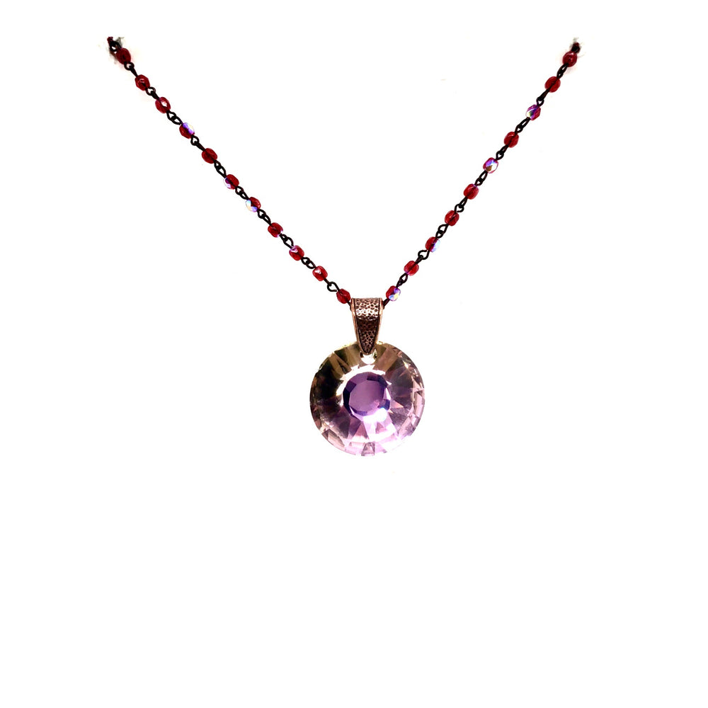 RARE FIND VIOLET ROUND SCARLET OPAL CHAIN NECKLACE