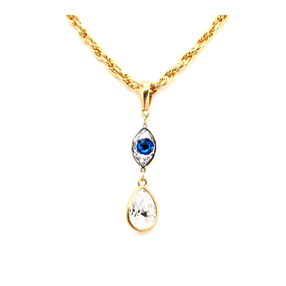 EGYPTIAN GOLD EYE OF GOD DROP NECKLACE