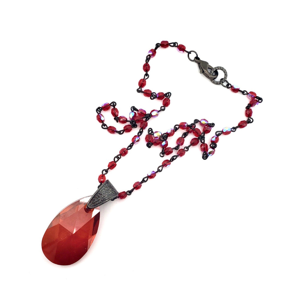 RARE FIND SCARLET DROP RUBY CHAIN NECKLACE