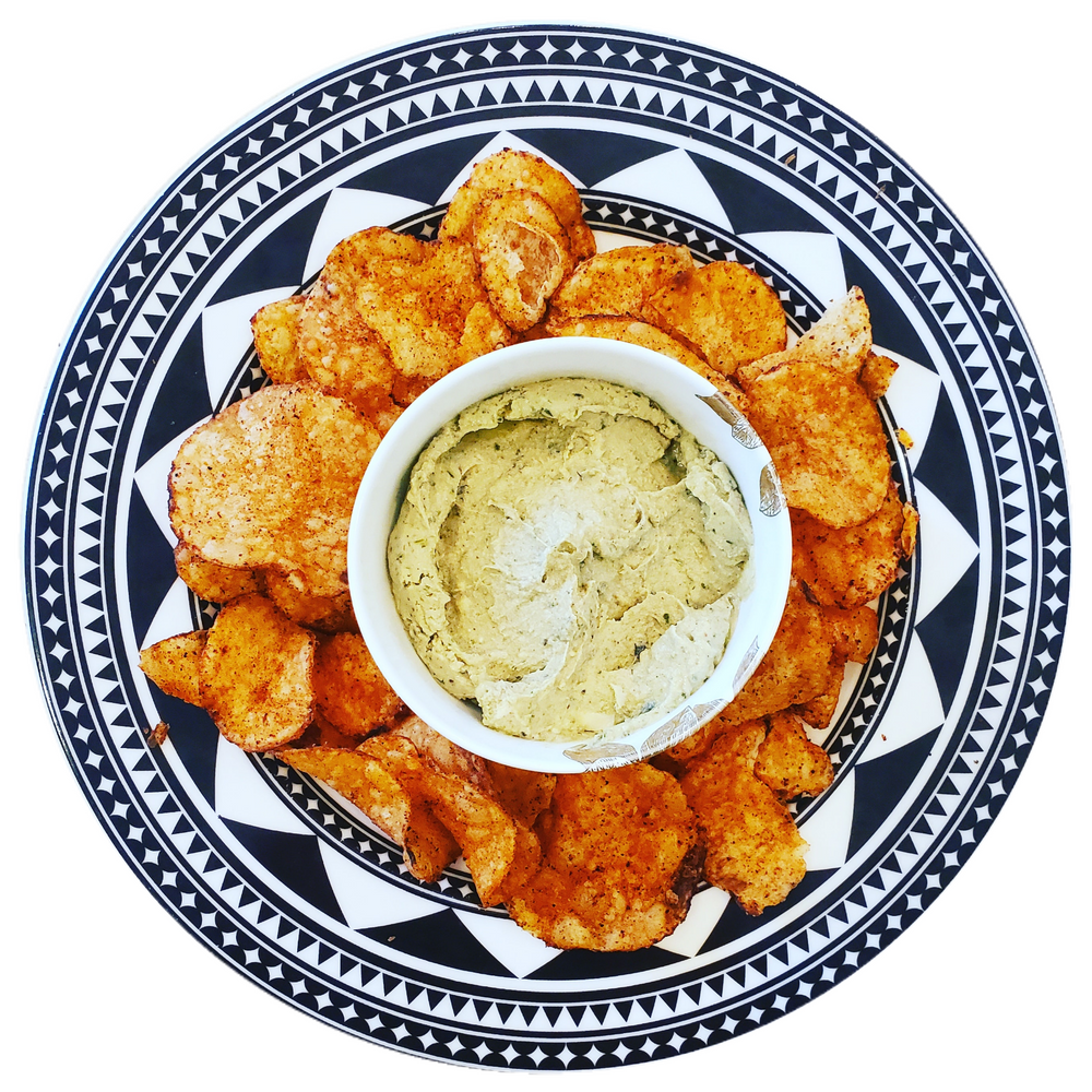 HERB CHEESE SPREAD + CHIPOTLE BBQ POTATO CHIPS