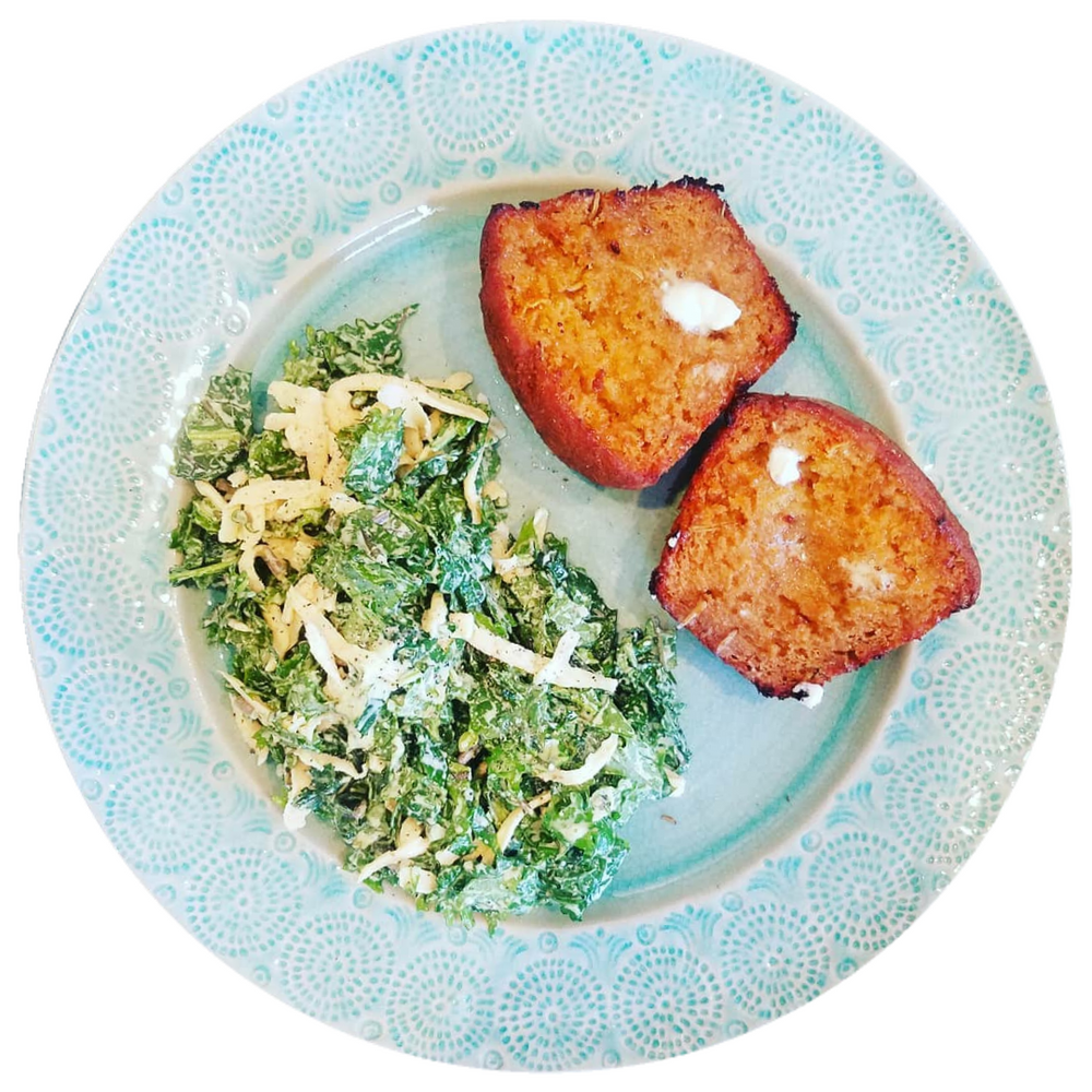 ROSEMARY BUTTER MUFFIN + KALE SALAD