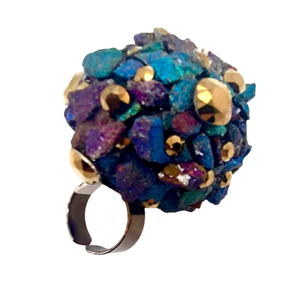 GILDED PEACOCK XL BAUBLE RING